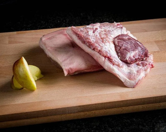 Primrose Herd Cornish outdoor-reared whole pork cheeks, pack of 2, showing fresh, raw pork cheeks with natural marbling.