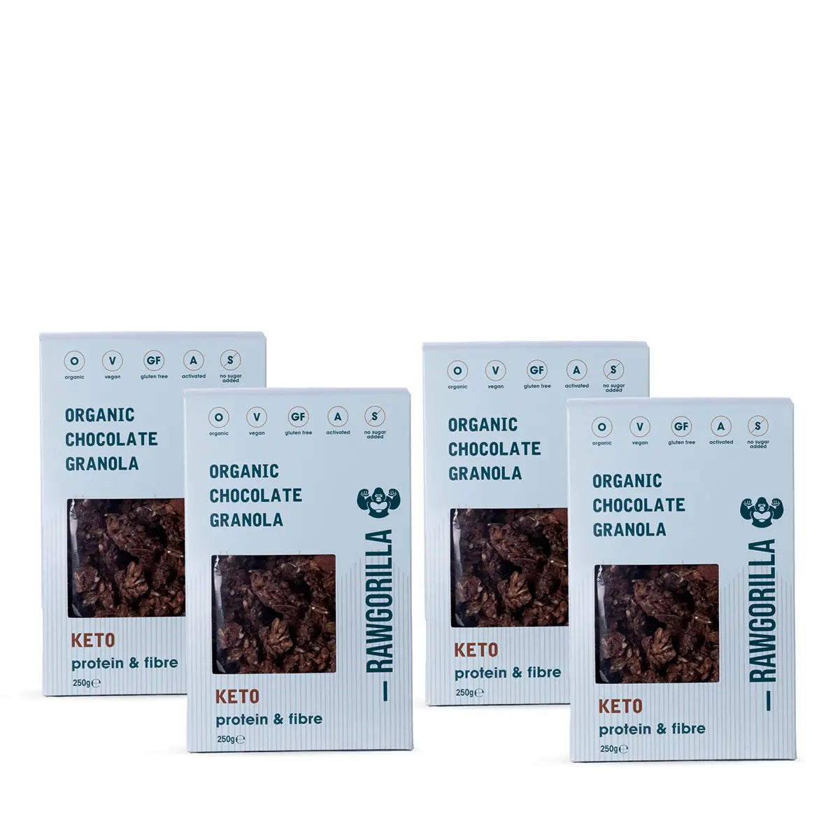 Organic chocolate granola cereal from Whole Food Earth, featuring raw, keto-friendly ingredients in a 250g package.