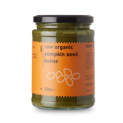 Raw Organic Pumpkin Seed Butter from Whole Food Earth, a creamy dip and spread made from organic pumpkin seeds.