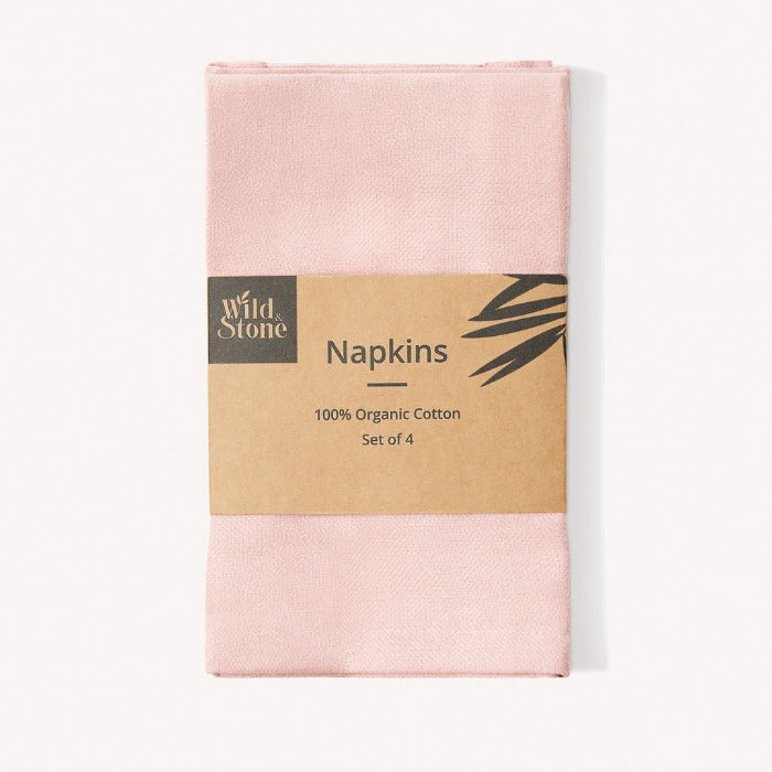 Set of four organic cotton napkins by Wild And Stone, featuring soft, eco-friendly fabric with a natural, textured finish.