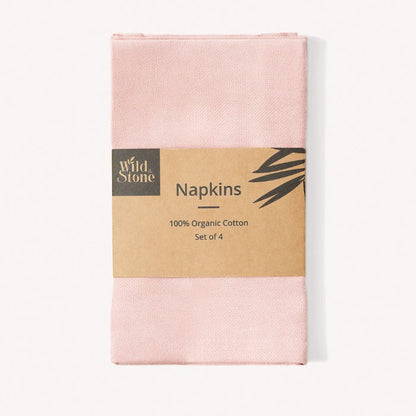 Set of four organic cotton napkins by Wild And Stone, featuring soft, eco-friendly fabric with a natural, textured finish.