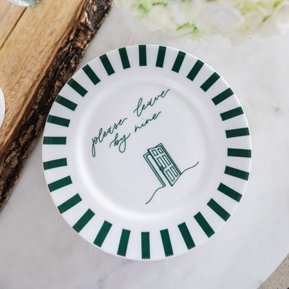 Set of six Avalon Home UK bone china plates featuring elegant, detailed patterns on a white background.