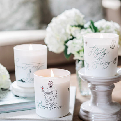 Natural wax glass candle from Avalon Home UK, featuring a clear glass container and a white wax candle with a minimalist design.