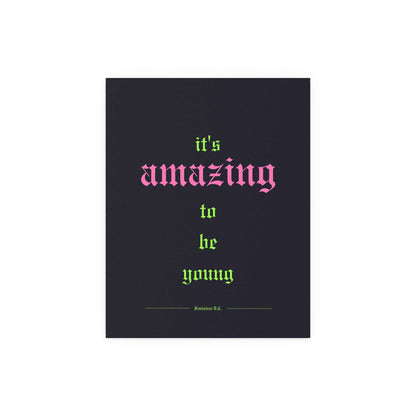 Colorful poster of Fontaines DC's "It's Amazing To Be Young" by Glow On Prints, featuring black, green, and pink design elements.