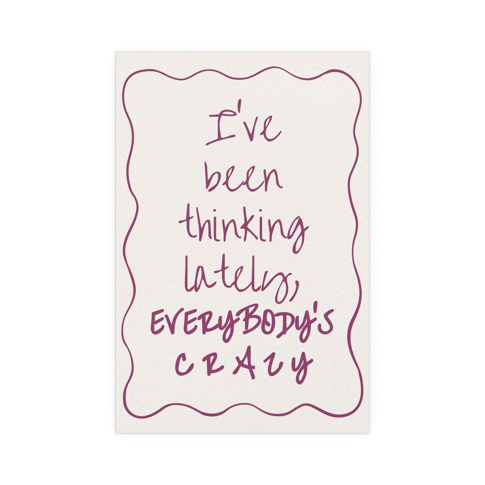 Purple Olivia Dean poster titled "Everybody's Crazy" by Glow On Prints, featuring vibrant artwork on high-quality paper.
