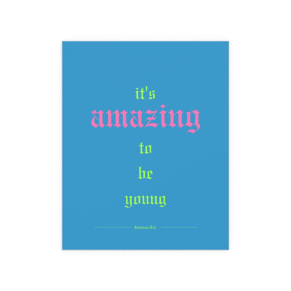 Romance Blue poster by Fontaines DC from Glow On Prints, showcasing band artwork with vibrant blue tones and artistic design.