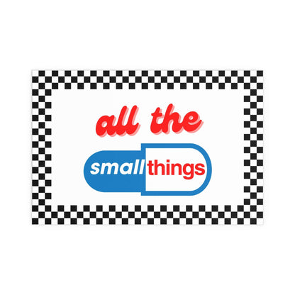 Glow On Prints poster of Blink 182's "All The Small Things" featuring band members in a vibrant, colorful design.