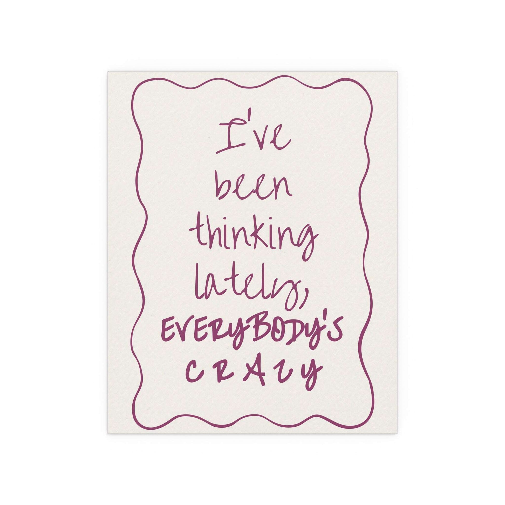 Purple poster of Olivia Dean's "Everybody's Crazy" by Glow On Prints featuring vibrant artwork and bold typography.