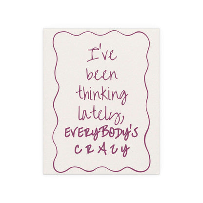 Purple poster of Olivia Dean's "Everybody's Crazy" by Glow On Prints featuring vibrant artwork and bold typography.