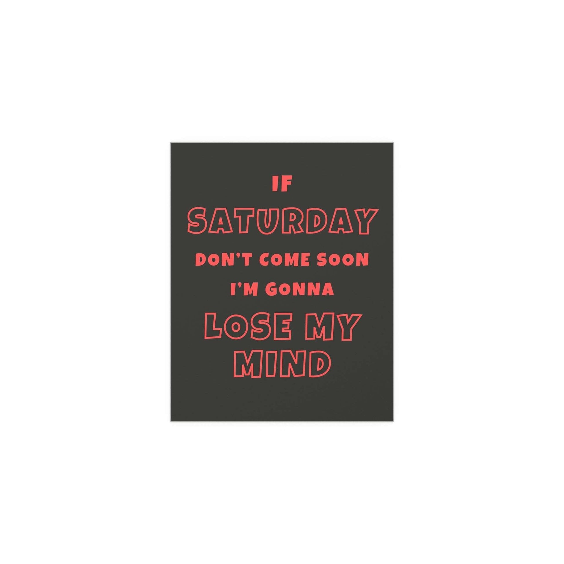 Sam Fender Saturday poster by Glow On Prints featuring black and orange design, showcasing the artist's name and artwork.