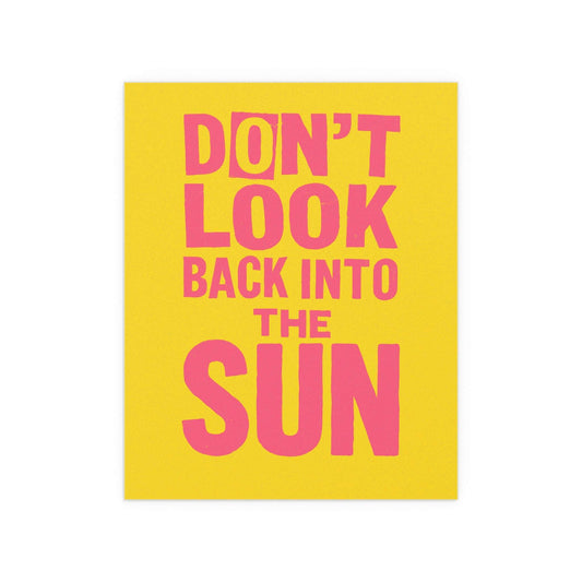 Colorful poster of The Libertines "Don't Look Back Into The Sun" with yellow and pink design by Glow On Prints.