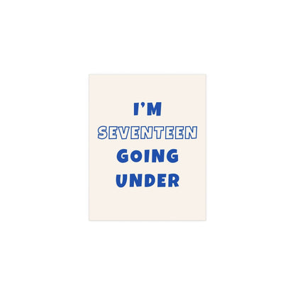 Sam Fender Seventeen Going Under poster by Glow On Prints featuring off-white and blue artwork.