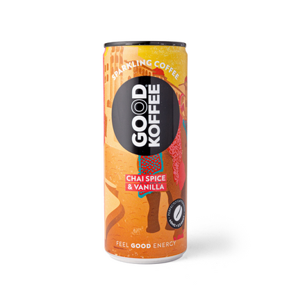 12-pack of ArtisanBox Chai Spice & Vanilla Sparkling Coffee bottles, showing colorful labels and bubbly carbonated coffee drinks.