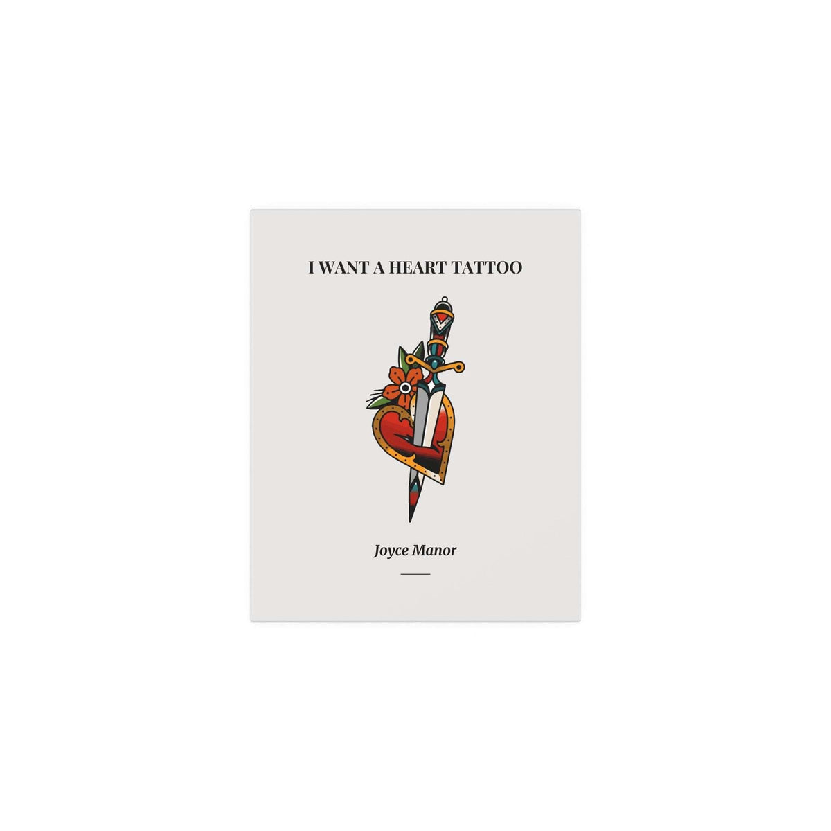 Joyce Manor Heart Tattoo poster by Glow On Prints, featuring a vibrant tattoo-inspired design on high-quality paper.