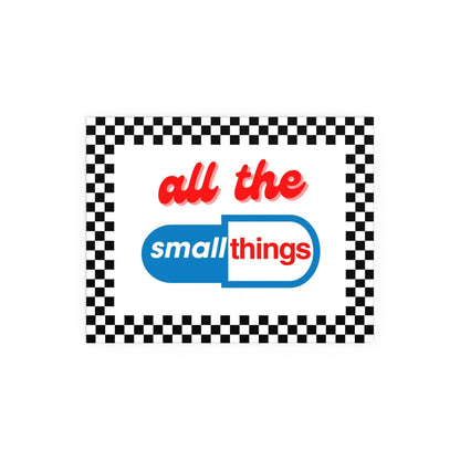 Glow On Prints poster of Blink 182's "All The Small Things" featuring band logo and vibrant concert imagery.