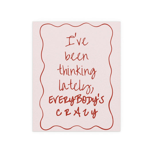 Pink and red Olivia Dean "Everybody's Crazy" poster by Glow On Prints, featuring vibrant colors and bold text design.