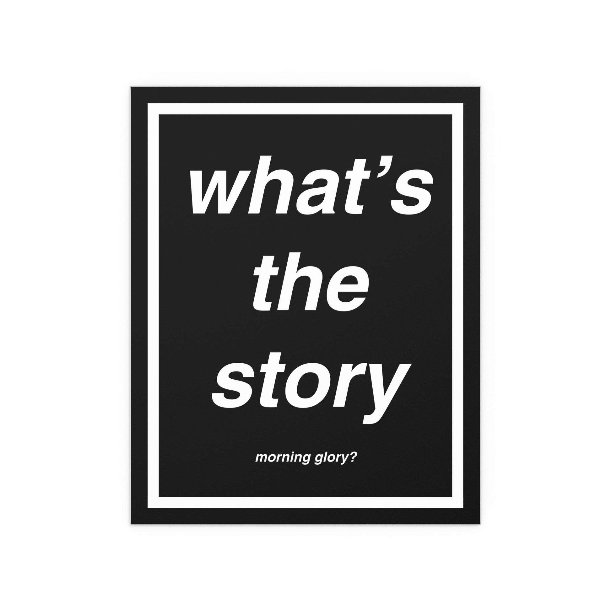 Oasis "What's the Story Morning Glory" poster by Glow On Prints featuring band artwork on paper wall decor.