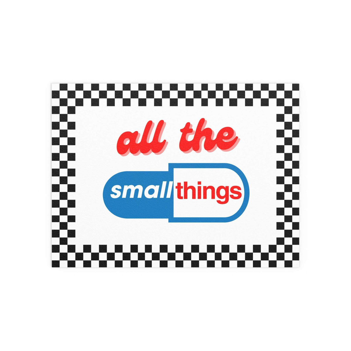 Glow On Prints Blink 182 All The Small Things poster featuring band-themed artwork on a vibrant background.