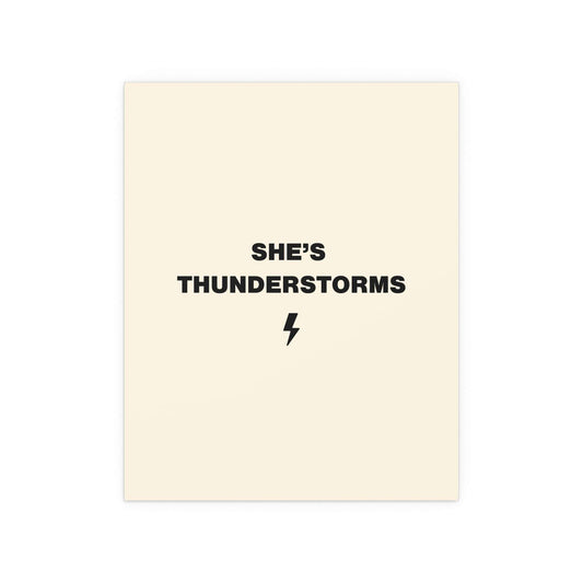Arctic Monkeys "She's Thunderstorms" poster by Glow On Prints, featuring band artwork on a printed wall poster.