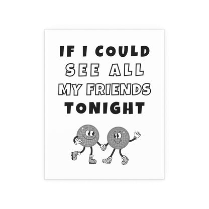Black and white LCD Soundsystem "All My Friends" poster by Glow On Prints featuring bold typography and modern design.