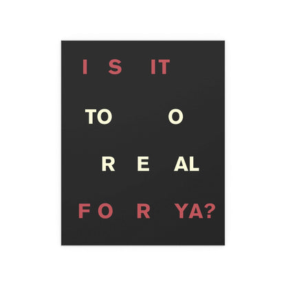 Poster of Fontaines DC's "Too Real" by Glow On Prints, featuring band artwork with bold, vibrant design on high-quality paper.