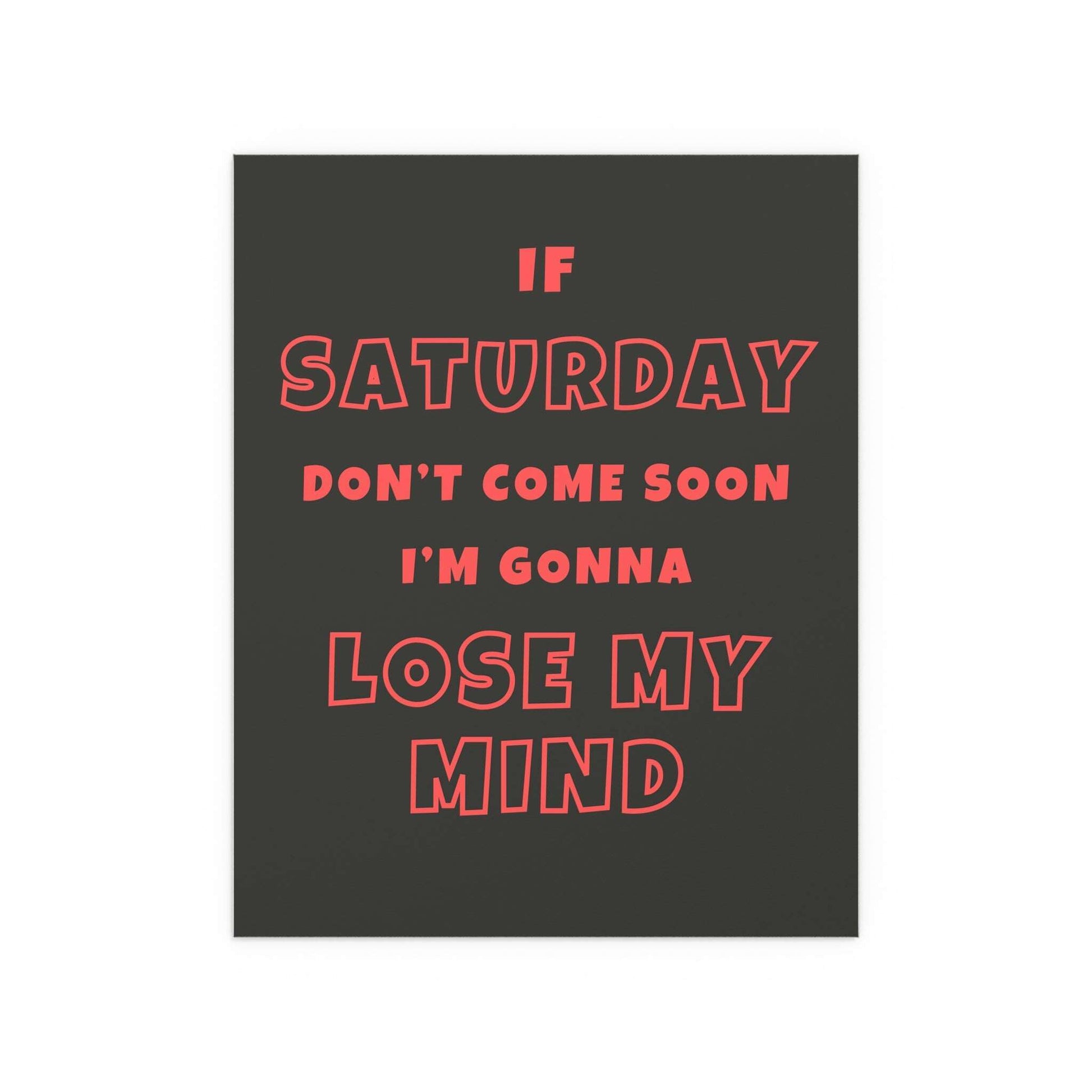 Black and orange poster of musician Sam Fender titled Saturday, printed by Glow On Prints, featuring vibrant graphic design.