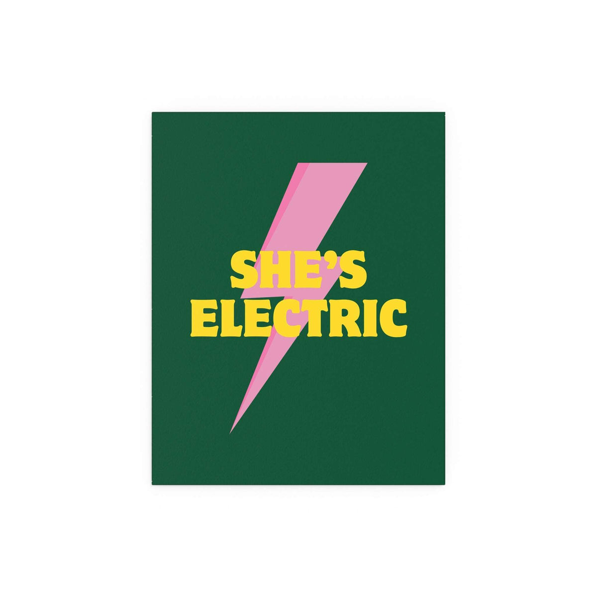 Oasis She's Electric poster by Glow On Prints featuring vibrant, colorful artwork of a woman with electric energy theme.