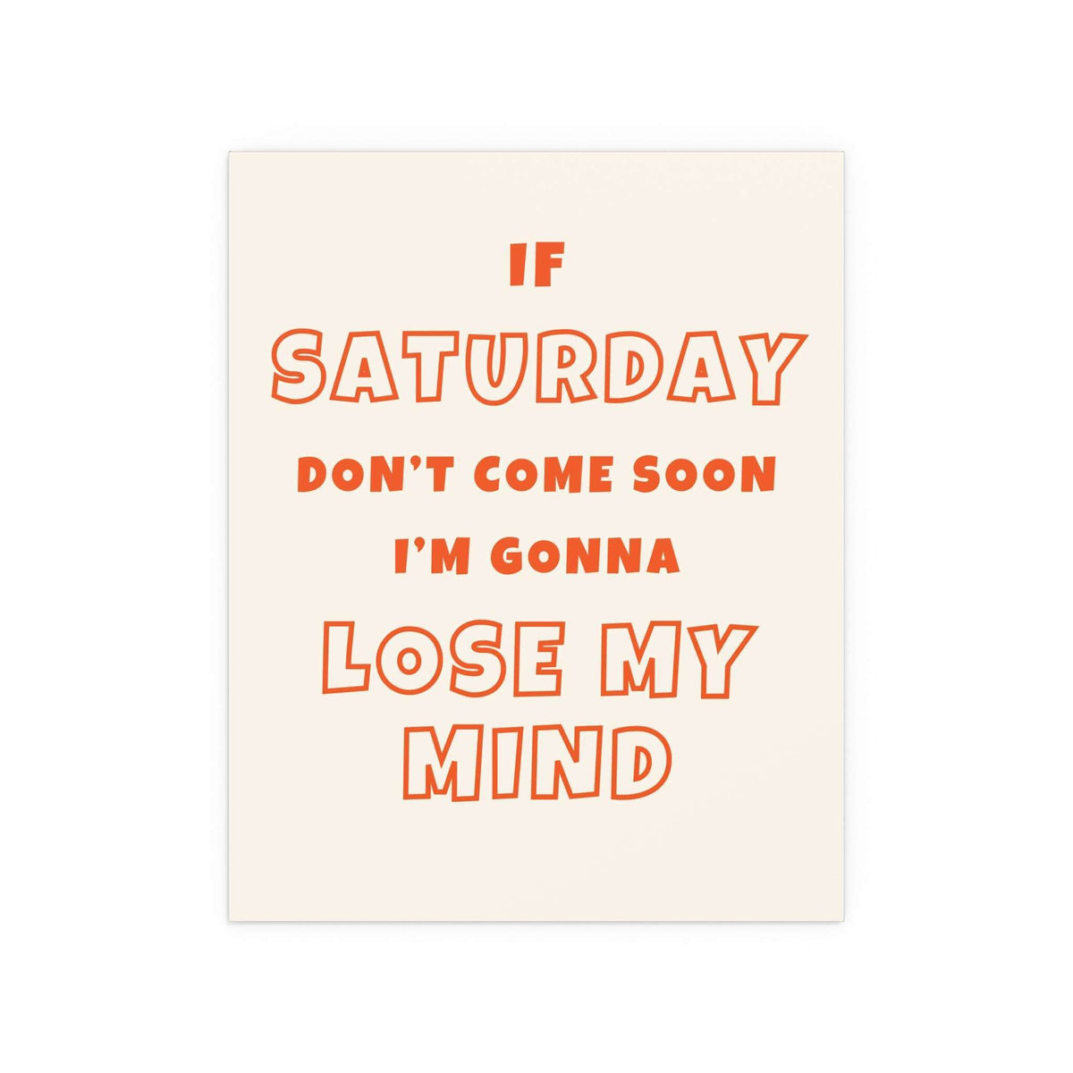 Sam Fender Saturday poster by Glow On Prints featuring off-white and orange design with artist image and vibrant colors.