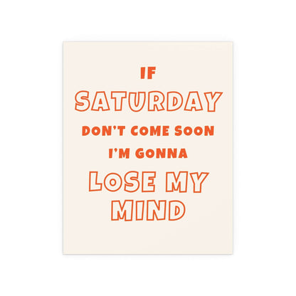 Sam Fender Saturday poster by Glow On Prints featuring off-white and orange design with artist image and vibrant colors.