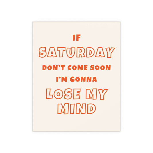 Sam Fender Saturday poster by Glow On Prints featuring off-white and orange design with artist image and vibrant colors.