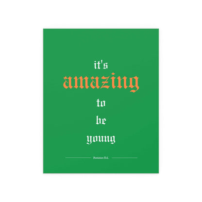 Tricolour poster of Fontaines DC's "It's Amazing To Be Young" by Glow On Prints, featuring vibrant band artwork.