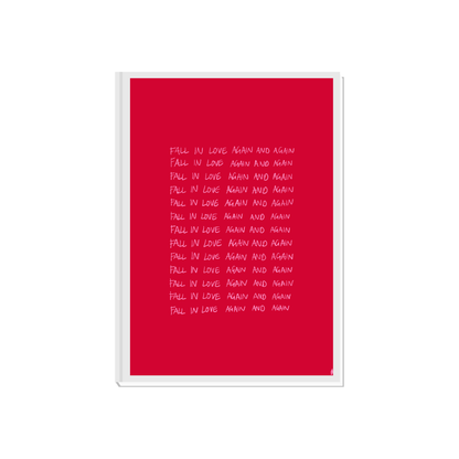 Romantic red music print featuring Charli XCX with "Fall In Love" text, ideal for fans of pop and modern music artwork.