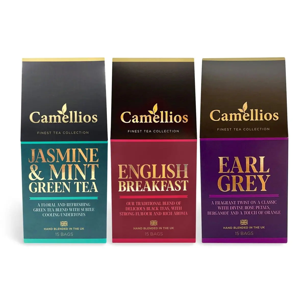 Assorted Camellios Classic Tea Bundle with various tea and infusion blends in colorful packaging.