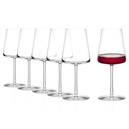 Set of six Stolzle Power Red Wine Glasses, 520ml, clear glassware with a tall bowl and sturdy stem, ideal for red wine.