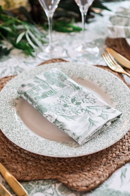 Pair of Avalon Home UK Lake District Toile napkins with classic floral pattern, perfect for elegant dining and table decor.