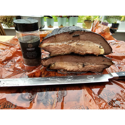 Black Magic Charcoal Beef Rub by FireFly Barbecue, a flavorful BBQ rub with black and brown spices for grilled meats.