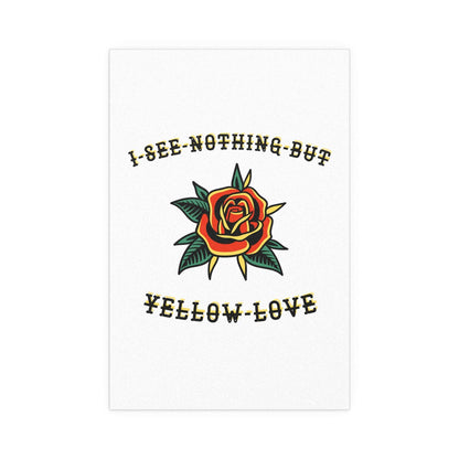 Yellow love poster by Citizen from Glow On Prints featuring vibrant yellow heart-themed artwork.