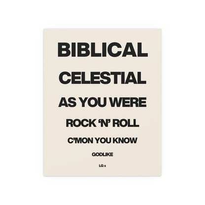 Liam Gallagher quotes poster by Glow On Prints, featuring a stylish print with iconic lyrics and imagery of the singer.