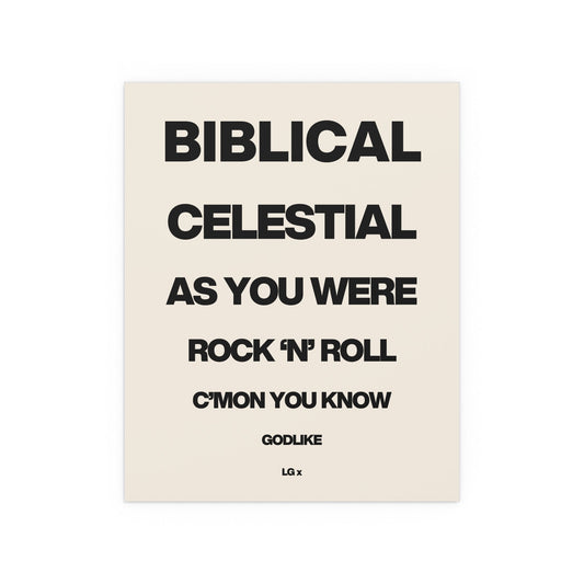 Liam Gallagher quotes poster by Glow On Prints, featuring a stylish print with iconic lyrics and imagery of the singer.