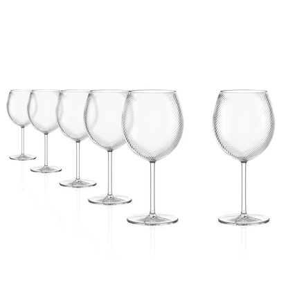 Set of 6 Stolzle Lausitz Berlin cocktail balloon glasses, 815ml, made of clear glass for elegant beverage serving.