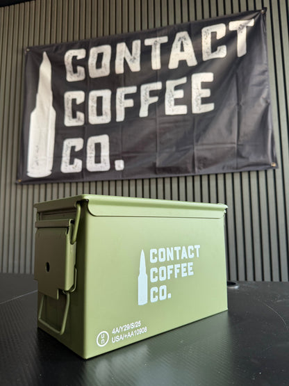 Coffee Resupply deal featuring Contact Coffee Company Ltd. includes fresh coffee beans in a natural bag with branding.