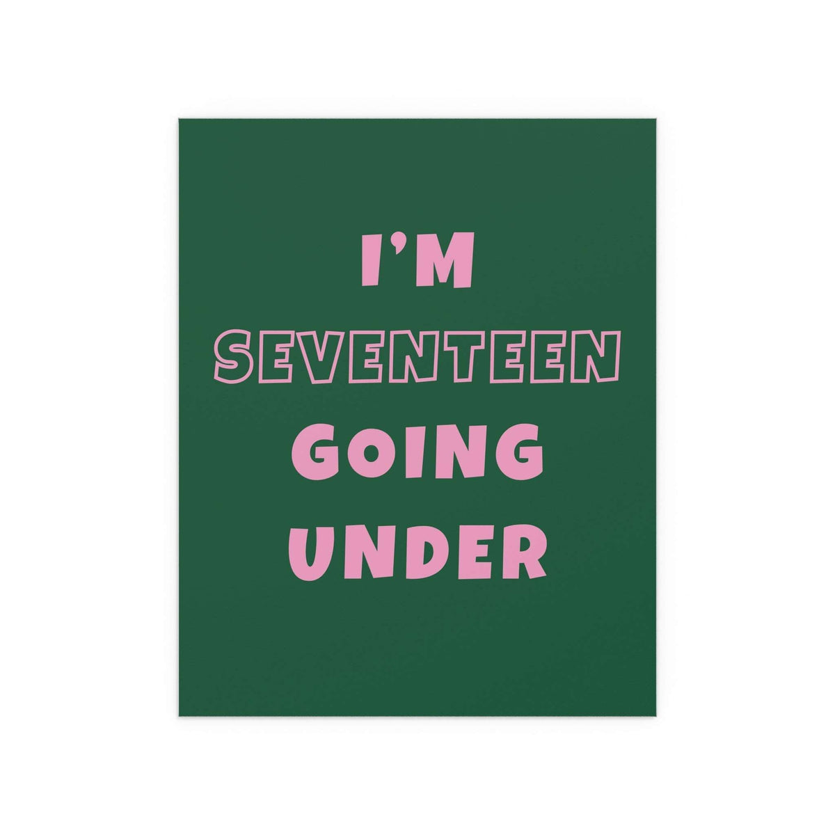 Sam Fender Seventeen Going Under poster featuring green and pink design, printed by Glow On Prints, with vibrant, eye-catching artwork.