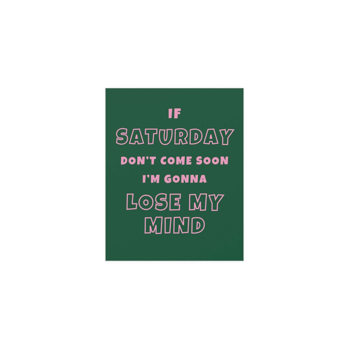Green and pink Sam Fender Saturday poster by Glow On Prints featuring bold text and vibrant design elements.
