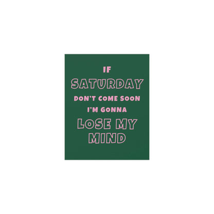 Green and pink Sam Fender Saturday poster by Glow On Prints featuring bold text and vibrant design elements.