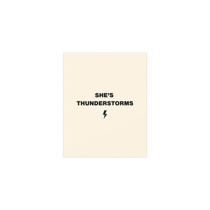 Arctic Monkeys "She's Thunderstorms" poster by Glow On Prints, featuring bold artwork and band branding on paper.