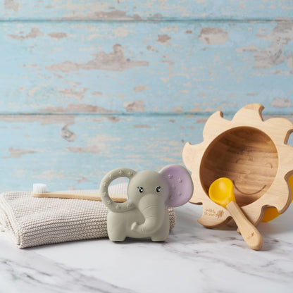 Natural rubber baby teether by Wild And Stone, soft and colorful infant teething toy for soothing and teething relief.