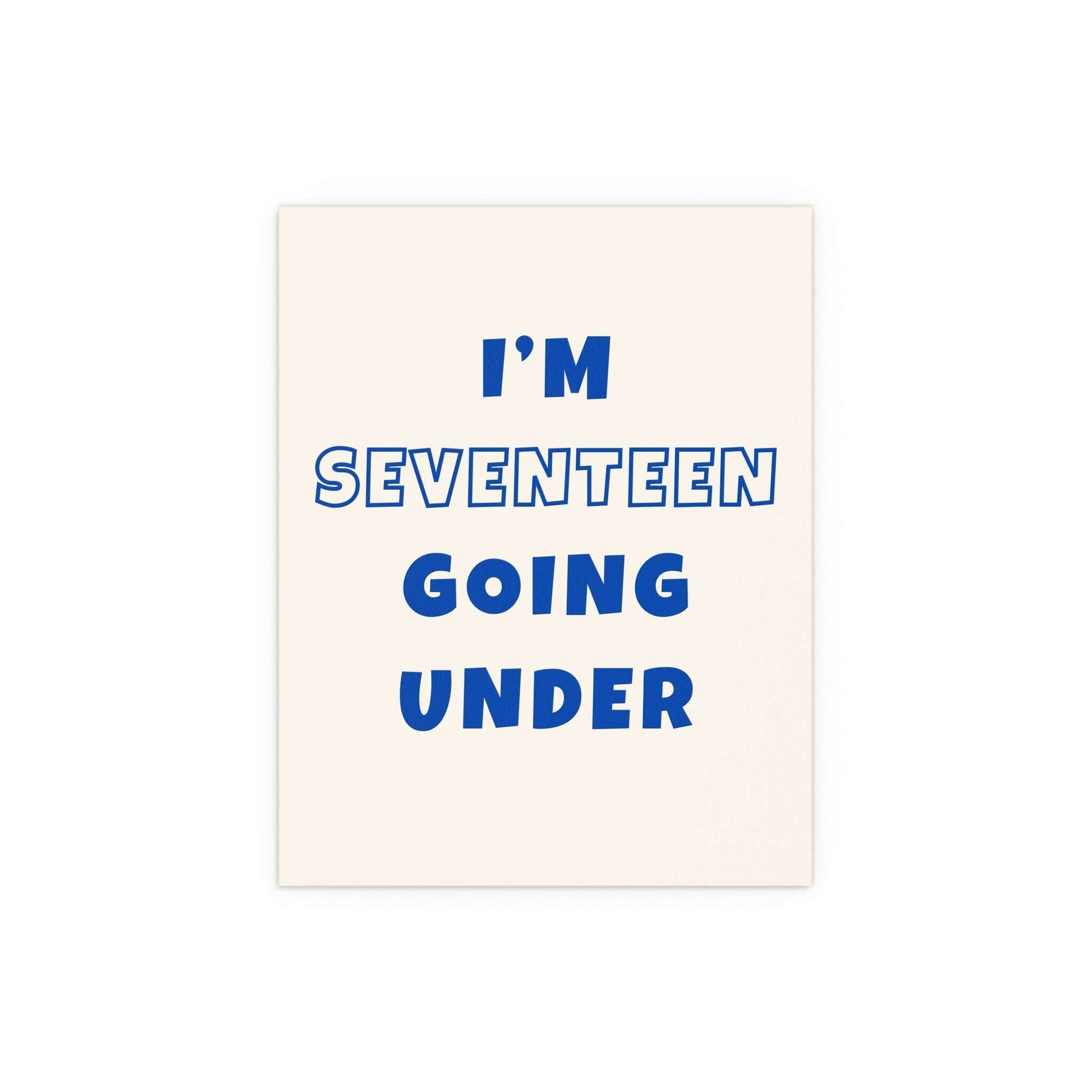 Sam Fender Seventeen Going Under poster in off-white and blue, featuring artwork from Glow On Prints.