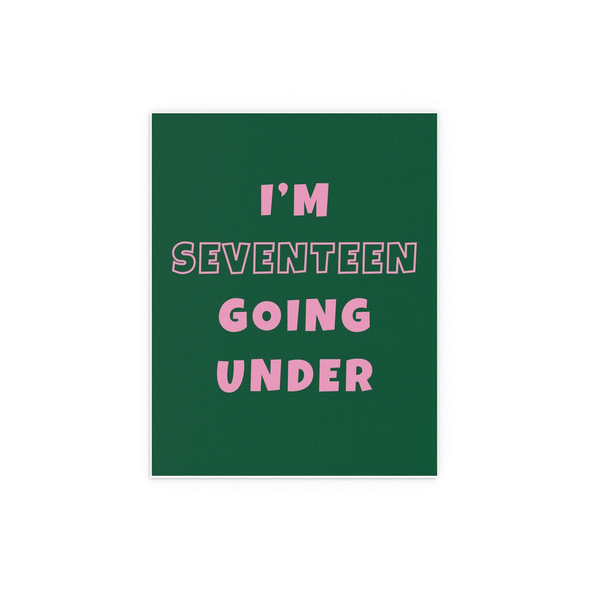 Colorful poster of Sam Fender's "Seventeen Going Under" by Glow On Prints, featuring green and pink design elements.