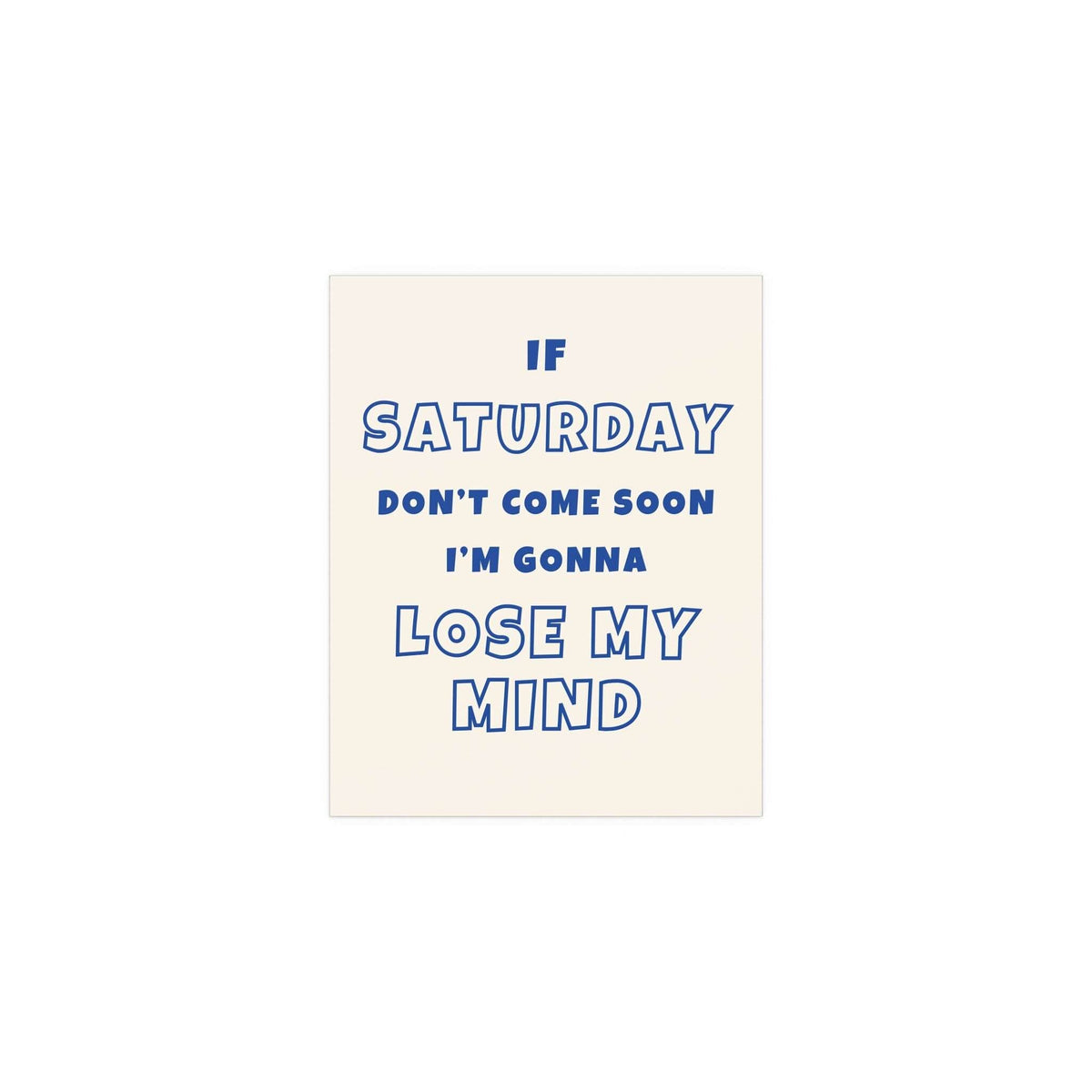 Off-white and blue Sam Fender Saturday poster by Glow On Prints featuring vibrant album artwork and bold design.