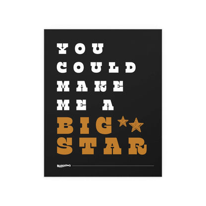 Black, white, and orange Blossom Big Star poster by Glow On Prints featuring vibrant floral artwork.